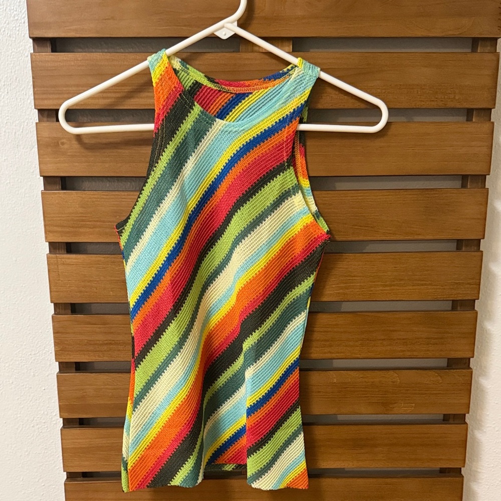 Striped Multicolor Knit Tank Top - Women